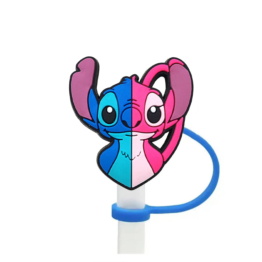 Disney Stitch Cartoon Silicone Straw Covers For Water Glass Bottle Drinking Dust Cap Straw Tip Cover Cup Accessories For 10mm