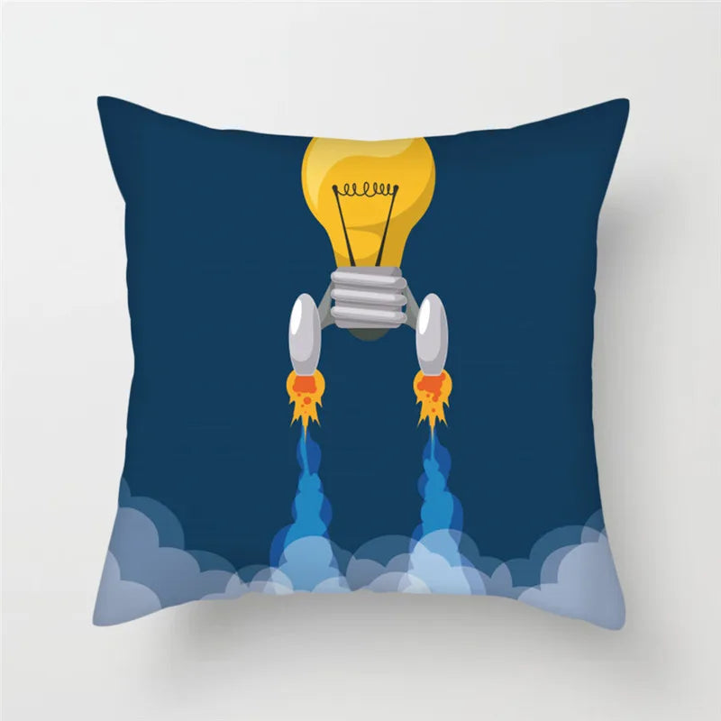 Cartoon Astronaut Rocket Spaceship Sofa Home Bedroom Decoration Pillowcase Kids Room  Space Theme Cushion Cover
