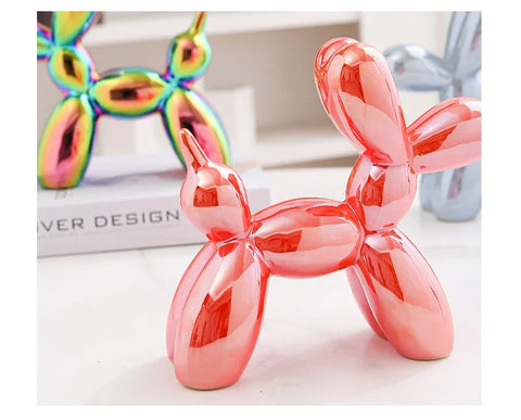11/21CM Mini Ceramic Balloon Dog Sculpture Abstract Ornament Study Room Statue Home Office Accessories Festival Decoration ﻿