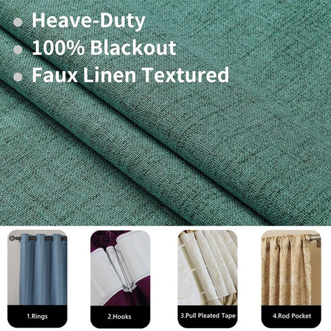 350m Height Solid Color Living Room Curtains 100% Blackout For Faux Linen Bedroom High Ceiling Window Curtain