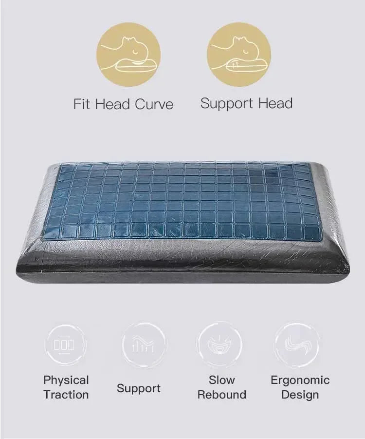 Double Sided Gel Cooling Memory Foam Pillow Summer Ice Feel Bamboo Charcoal Orthopedic Neck Pain Relief Pillow with Pillowcase