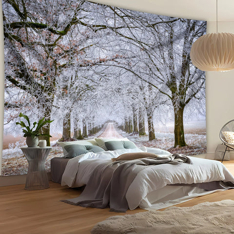 1pc Oversized Winter Wonderland Snow Trees Trail Scenery Tapestry, Polyester Wall Hanging for Living Room Bedroom Decoration