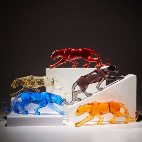 Modern Fortune Transparent Money Leopard Resin Ornaments Office Table Sculpture Crafts Home Livingroom Desk Figurines Decoration