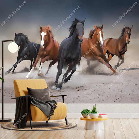 Majestic Black and White Horse Tapestry Elegant Equine Wall Art for Living Room Bedroom Decor Modern Boho Style Home Design