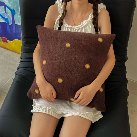 2025 class A sheep wool throw pillow cartoon small fresh throw pillow living room bedroom pillow 45x45cm