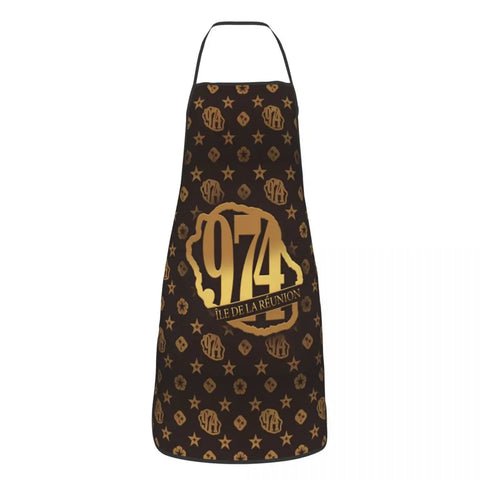 Custom Bib Kreol 974 Reunion Island Apron Men Women Unisex Adult Chef Kitchen Cooking Tablier Cuisine Painting
