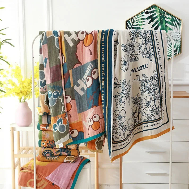 Nordic 21 Styles New Bohemian Floral Printing Adult Soft Absorbent Cotton Gauze Beach Bath Towel Bathroom Accessories 80×160CM
