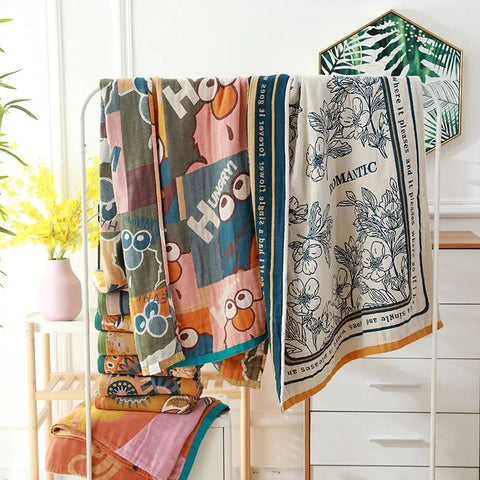 Nordic 21 Styles New Bohemian Floral Printing Adult Soft Absorbent Cotton Gauze Beach Bath Towel Bathroom Accessories 80×160CM