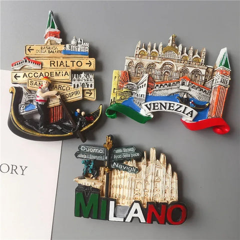 European Souvenir Refrigerator Magnet Milan Venice European Stereo Resin Magnet Home Decoration Gift Gift