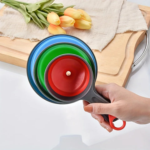 Folding Funnel Set of 3 Wide Mouth Jam Oil Funnel Liquid Dispenser Kitchen Tools