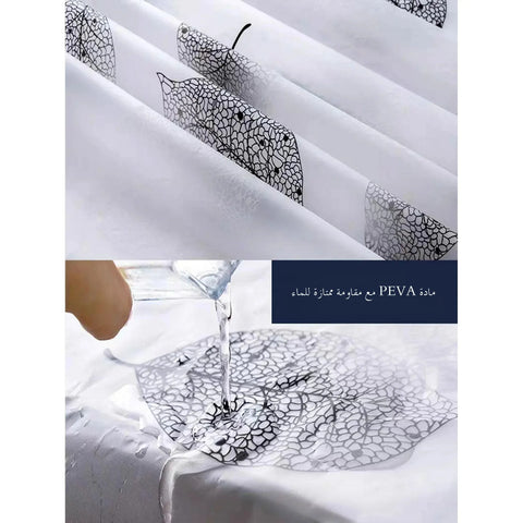 1pc Leaf Pattern Plastic Shower Curtain, Lightweight Bath Curtain Liner with Plastic Hooks, Transparent Curtain, Bathroom Decor