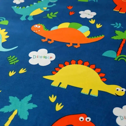 Solstice Kids Dinosaur Bed Sheet Set - Cartoon Printed Draps De Lit With Pillowcase, Elastic Fitted (Single/Twin, 100% Cotton)