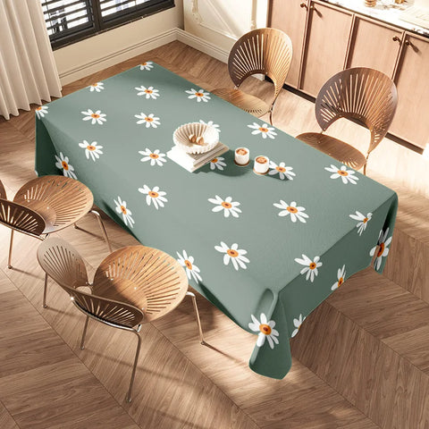 Green Floral Tablecloth Decoration Modern Dining Room Linens Home Decor for Kitchen Living Area