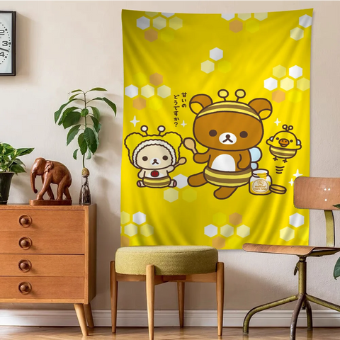 Cute Cartoon R-Rilakkuma Hippie Wall Hanging Tapestries Bohemian Wall Tapestries Mandala INS Home Decor