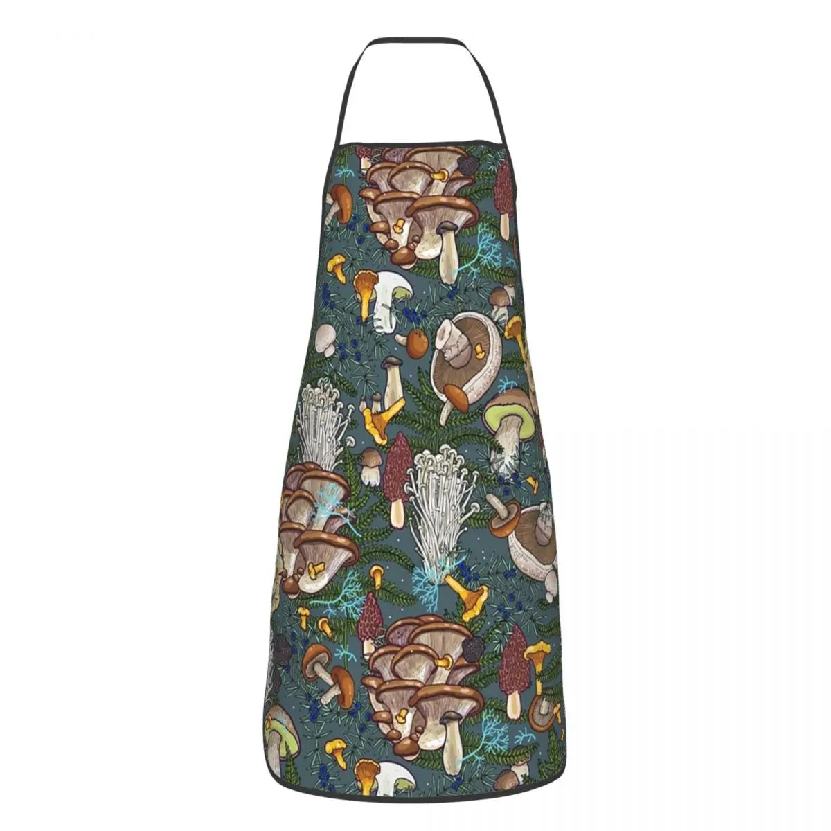 Unisex Vintage Night Mushrooms Apron Adult Women Men Chef Tablier Cuisine for Cooking Kitchen Botanical Forest Garden Painting