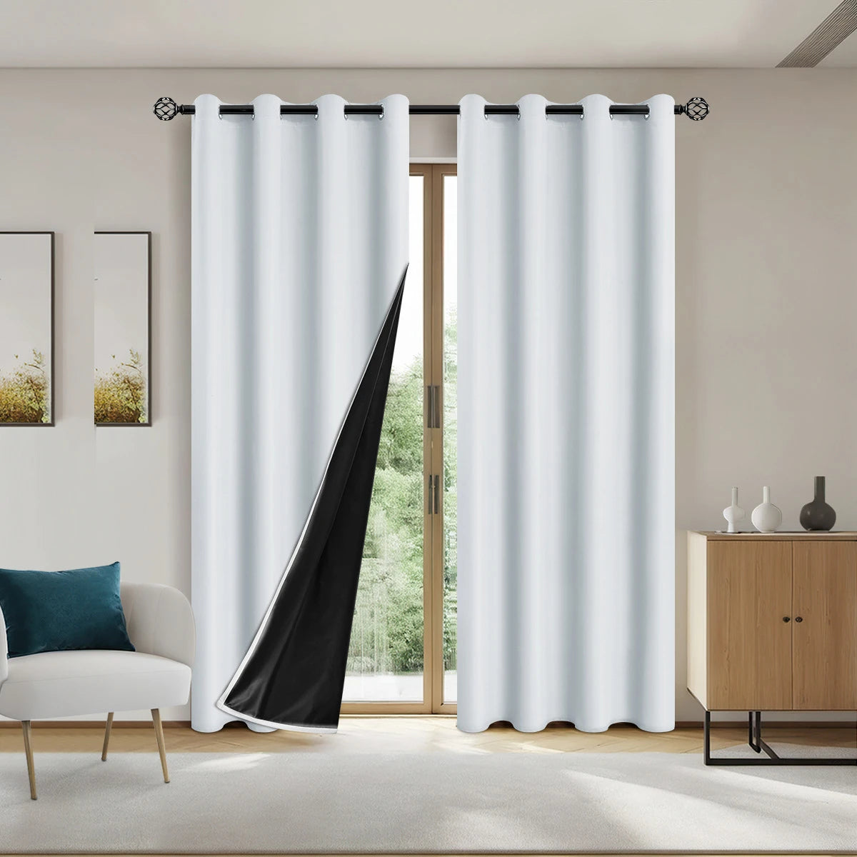 2pcs 100% Blackout Curtains, Thermal Insulated Window Drapes, Window Curtains for Bedroom Living Room, Home Decoration