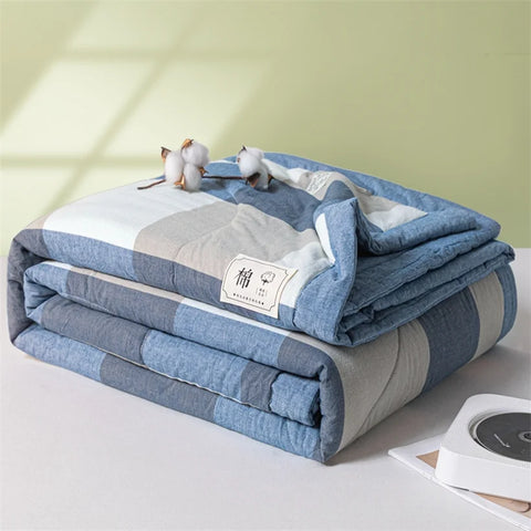 Summer 100% Cotton Thin Quilt Comforter Soft Air Conditioning All Season Quilt/Duvet/Blanket Lightweight Bed Cover Soft Bedding