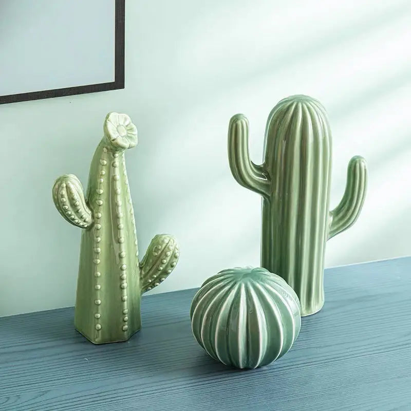 Nordic Ceramic Handicrafts Simulation Cactus Ornaments Art Decorative Home Furnishings Photography Props Green Room Decor