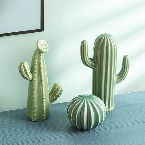 Nordic Ceramic Handicrafts Simulation Cactus Ornaments Art Decorative Home Furnishings Photography Props Green Room Decor