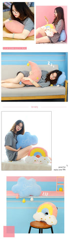 Stuffed Rainbow Cushion Girly Room Decor Moon Lightning Pillow Bay Window Lovely Weather Setting for Kids Bedroom Seat Pillow