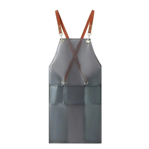 B0KC Transparent TPU Back Cooking Apron Oil-proof Overall Household Kitchen Women Work Clothes with Pocket Halter Apron