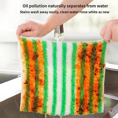 Bamboo Fiber Kitchen Towels, Double-Layer Thick Dish Cloths, Oil-Resistant & Highly Absorbent, Lint-Free Cleaning Rags for Dishe