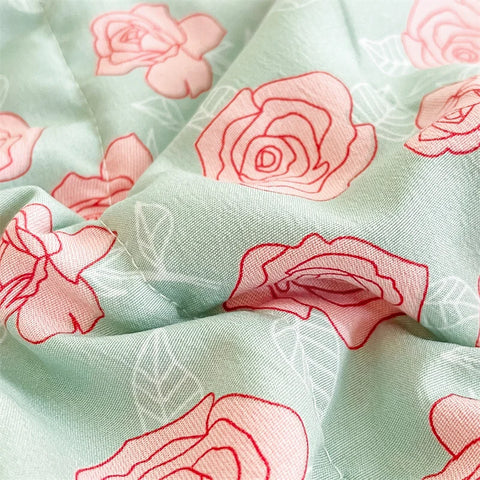Floral Style Duvets for Summer Soft Comforter Breathable Bedspread 이불 Quilted Blanket Adults/Kids Thin Quilt (No Pillowcase)