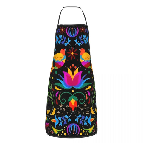 Unisex Beautiful Mexican Floral Art Apron Kitchen Chef Cooking Baking Bib Women Men Mexico Tablier Cuisine for Painting