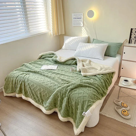 Soft Woolen Blanket for Bedding and Sofa, Warm Lamb Velvet Flannel Cover Blanket for Office, Air Conditioning and Nap