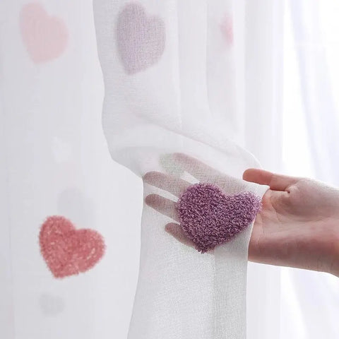 Cartoon Pink Heart Shape Blackout Curtains For Baby Girls Bedroom  Lovely Tulle For Living Room Window Treatment Drapys X-M05#30