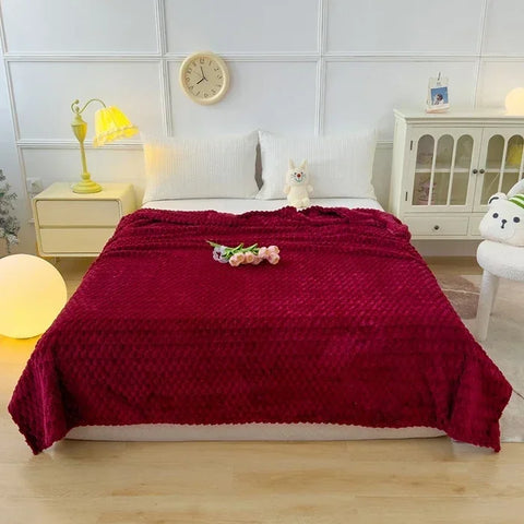 Winter Plaid Blankets for Beds Luxury Warm Sofa Blnket Fluffy Blankets Queen King Size Bedding Imitation Fur Bed Sofa Cover