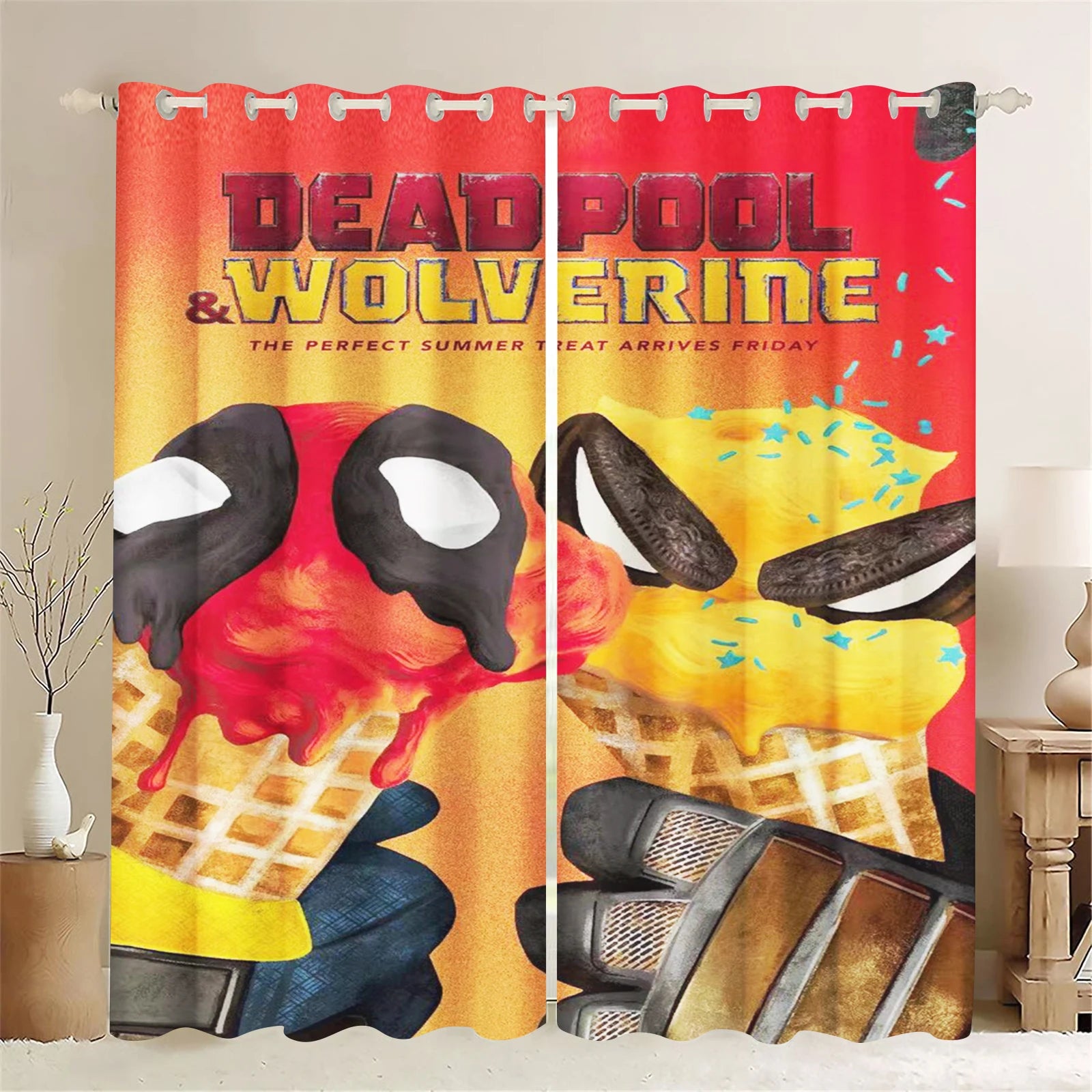 Deadpool and Wolverine Cartoon Curtain Blackout Animated Fashion Suitable For Bedroom Kids Adult Gifts Room Decoration