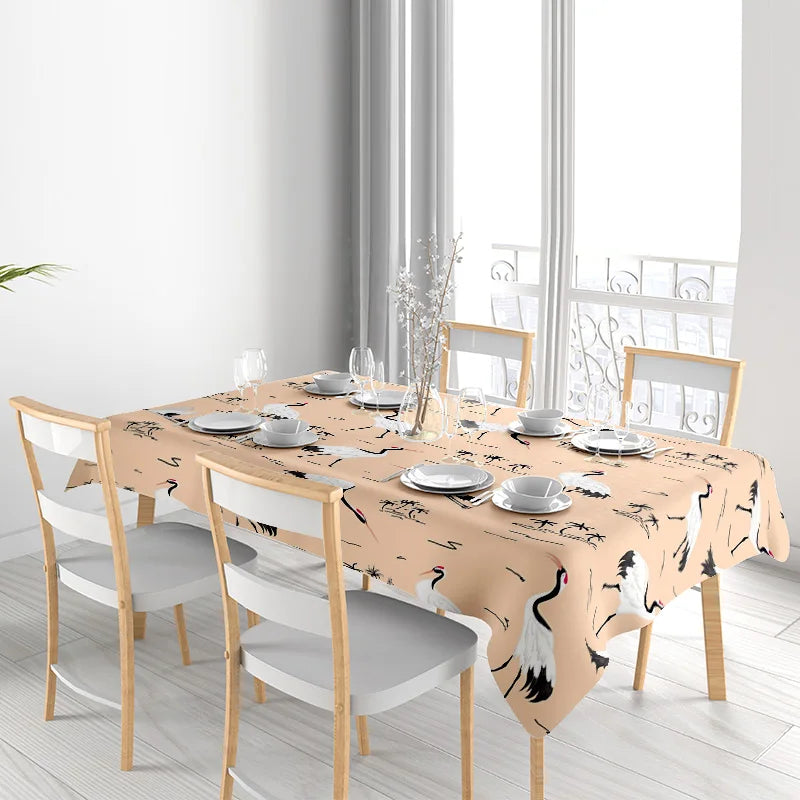Modern Nordic Style Tablecloth Animal Print Kitchen Linen for Dining Room Decor Washable Home Textiles in Various Sizes (120cm x