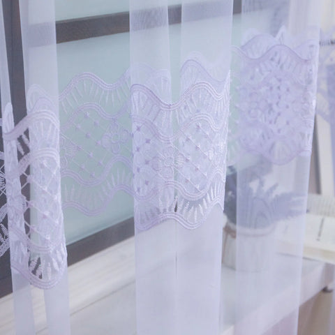 FLYING Romantic Style Embroidered Sheer Curtain Semi-Transparent Window Drapes for Living Room Multiple Sizes Available 1pc