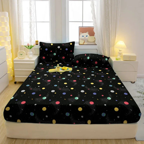 1 Simple Modern Plant Flower Printed Matte Fitted Sheet, Bedroom Printed Bed Cover, Bedding (Excluding Pillowcases)