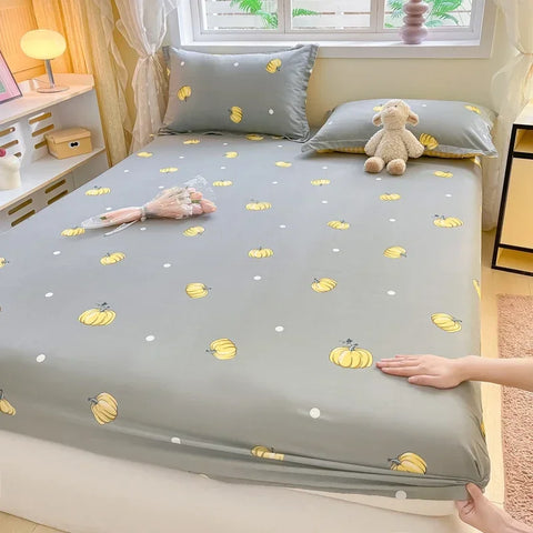 100%Cotton Bed Sheet on Elastic Cute Dinosaur Printed Mattress Cover for Kids Cartoon Pure Cotton Bed Linen (without pillowcase)