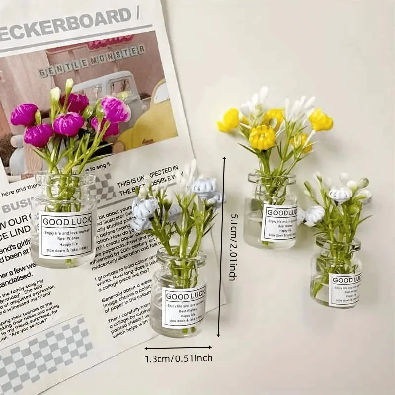 8pcs Mini Small Vase Magnets Cute Mini Refrigerator Magnets 3D Vase Fun Refrigerator Accessories Kitchen Decoration Holiday Gift