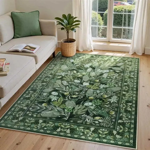 VIKAMA Flannel Carpet Scandinavian Living Room Mat Bedroom Bedside Rug Flower Rug Large Rug Non-slip Washable Mat Home Decor