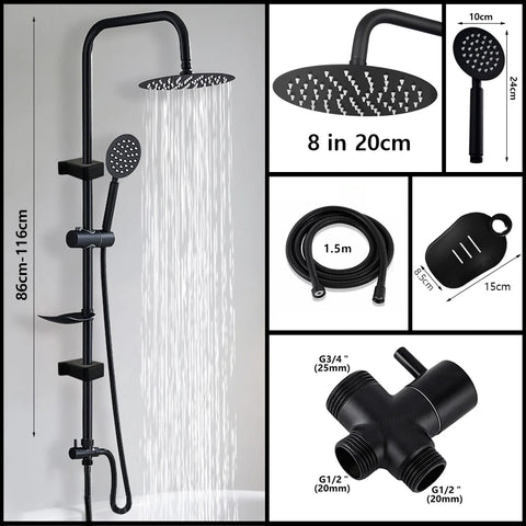 Split Rain Shower Column Set 304 Stainless Steel Shower Head Bathroom Water Connector Showers System Accessories Bathtub Faucet