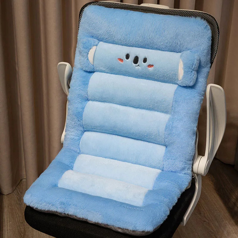 Cartoon Animal Chair Plush Back Cushion Multi-Functional Seat Pad for Lumbar Support Autumn Winter Warm Cushion for Sitting