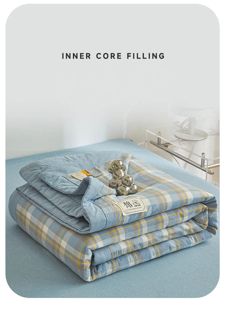 All cotton Air conditioning quilted quilt core summer washable comforter Simple Plaid soft duvet of single twin full queen size
