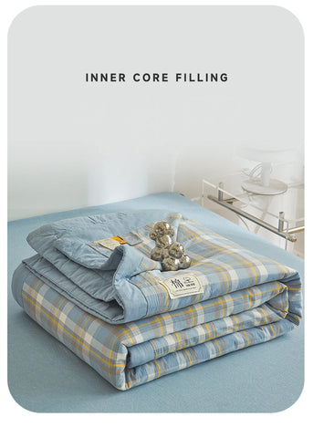 All cotton Air conditioning quilted quilt core summer washable comforter Simple Plaid soft duvet of single twin full queen size