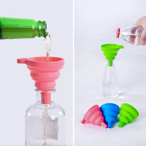 Kitchen Silicone Collapsible Funnel Set of 3 Foldable-Cooking-Food-Grade for Filling Bottles Perfume Capsules Fry Oil Filter