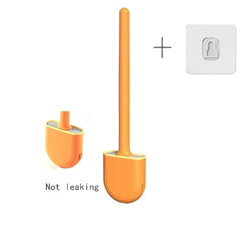 Wall Mounted Toilet Brush Replacement Long Handled Silicone Toilet Brushes Quick Drying Soft Bristles Toilet Bidet Bathroom Set