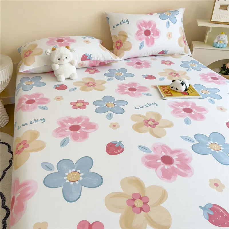 1pc Pure Cotton Bedsheet Floral Style Flat Sheet Single Sheets for Kids Adults Room Bed Linen sabana para cama (No Pillowcase)