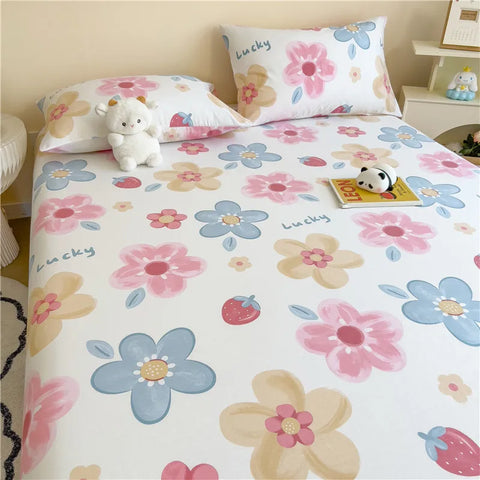 1pc Pure Cotton Bedsheet Floral Style Flat Sheet Single Sheets for Kids Adults Room Bed Linen sabana para cama (No Pillowcase)