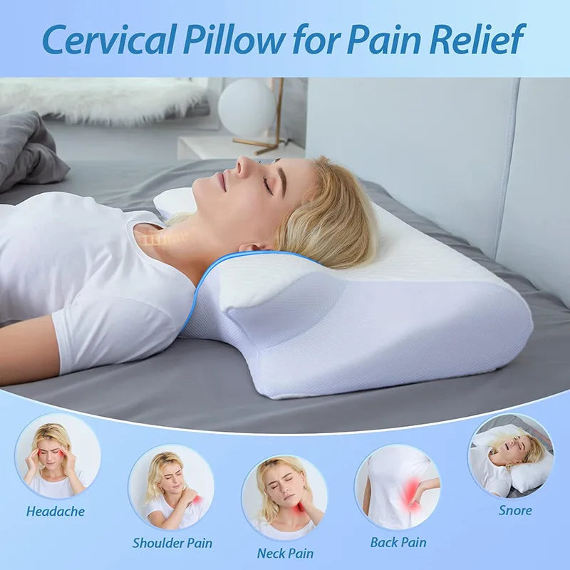 Ergonomic High & Low Conform Memory Foam Knitted Bed Pillows Skin-Friendly & Anti-Snoring Customized for Cervical Pain Relief