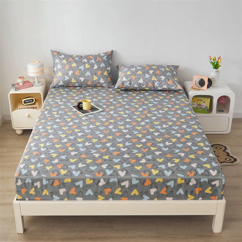 Printing Waterproof Mattress Cover With Zipper Queen Twin Bed Fitted Sheet 6 Sides Removable Inclusive Mattress Protector Pad
