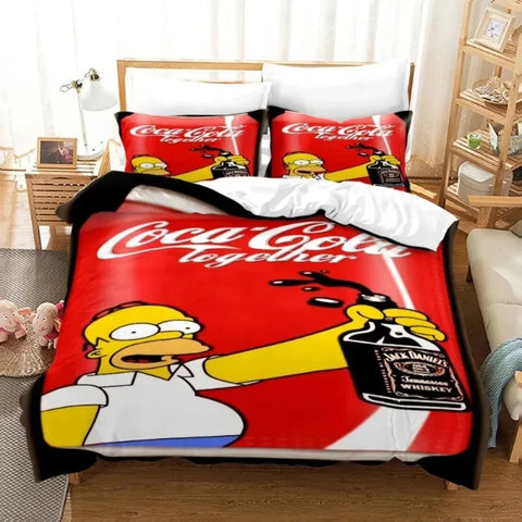 S-Simpsons Bedding Sets,The Simpsons Cover Sets,Anime Cosplay Cute Bed Quilt Covers Pillowcases for Children Adolescents