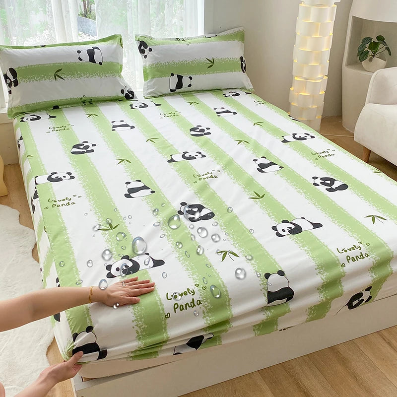 1pc Waterproof Fitted Bed Sheets Cartoon Style Single Bed Cover for Kids Queen/King sabanas cama matrimonial(without pillowcase)